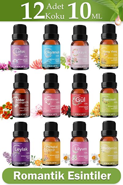 exocare 12 li Set2 Esansiyel Uçucu Yağı Buhurdanlık Difüzör Esansı oda parfüm...