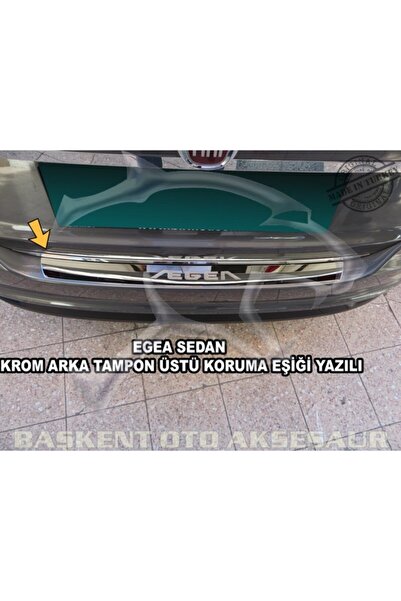 Başkent Oto Dizayn Fiat Egea Sedan Formlu Krom Arka Tampon Üstü Koruma Eşiği Paslanmaz Çelik ( Yazılı )