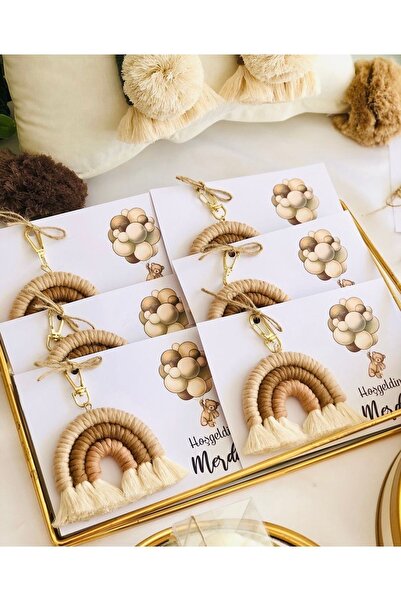 MAMORİ Makrome Gökkuşağı Hediyelik Anahtarlık 20 Adet