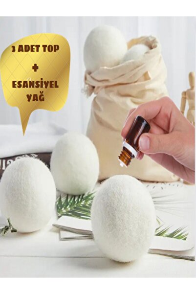 Cengo Kokulu 3’lü Yün Kurutma Topu Seti Doğal Çamaşır Yumuşatıcı - Keçe Kurut...