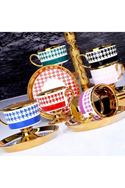 Nuria Ev Dekorasyon طقم فناجين قهوة جولييت كوسوفو من البورسلين مكون من 6 قطع ...