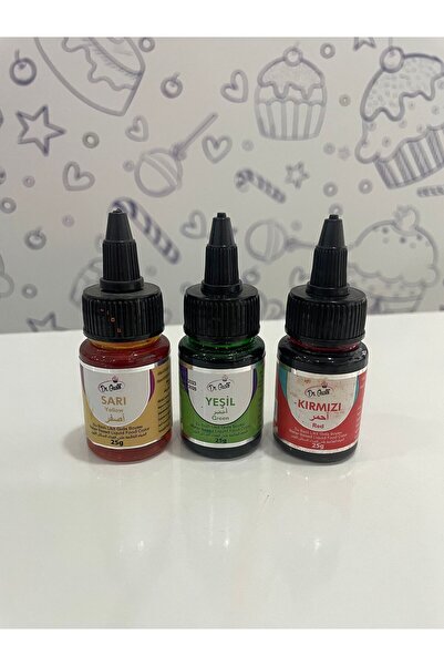 Ege Pastacılık Likit Gıda Boyası 25 gr. 3’lü set sarı yeşil kırmızı