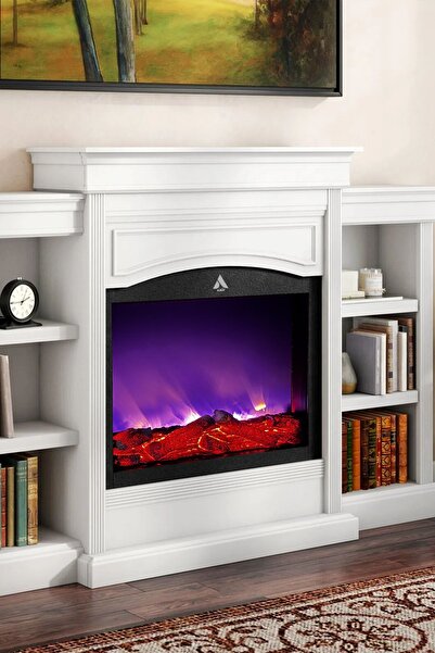 ARİF Dekoratif Elektrikli Yapay Şömine -80x60 Cm - Odun Görünümlü, Kumandalı,...