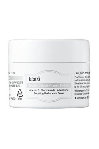 Dear Klairs [mini Boy] Freshly Juiced Vitamin E Mask (KORENDY) Besleyici E Vitamin Maskesi 15ml