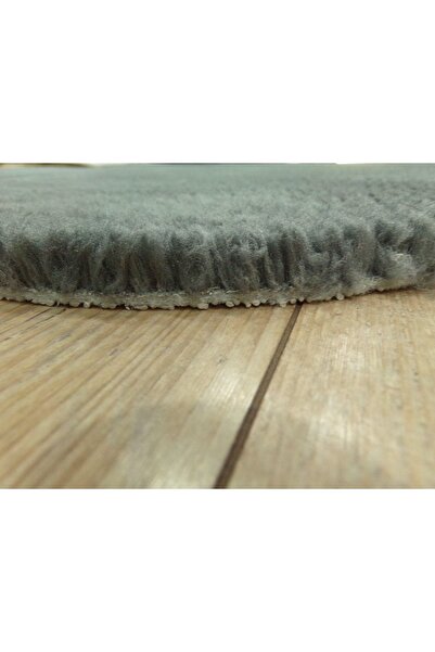 Balat Halı Dekoratif Koyu Gri Peluş Yumuşak Papatya Desen Halı