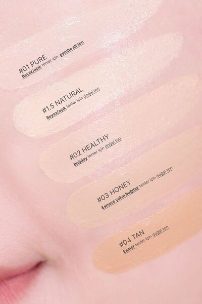 Amuse Dew Power Vegan Cushion Spf 50 Pa (KORENDY) Centella Ve Peptitli Parlak Bitişli 15g #1.5 Natural