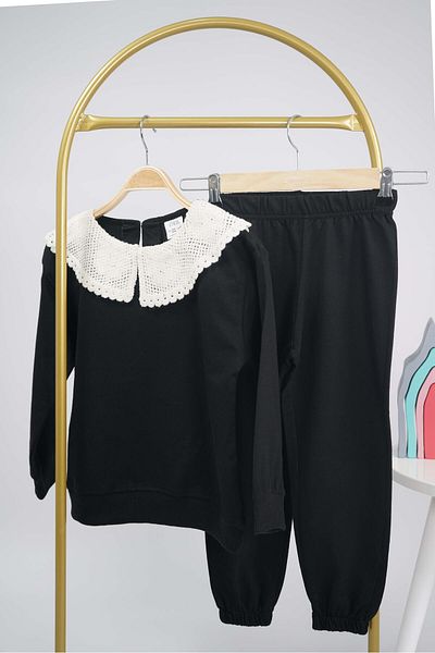 MİNİKO KİDS Set de trening din bumbac model dantela fete - guler inapoi la scoala