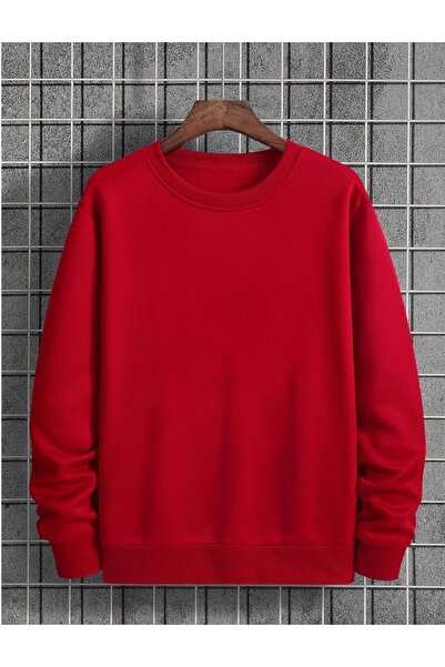 CAMİNHO DA LUA Unisex Bay-Bayan Baskısız Oversize Renkli Bisiklet Yaka Sweats...