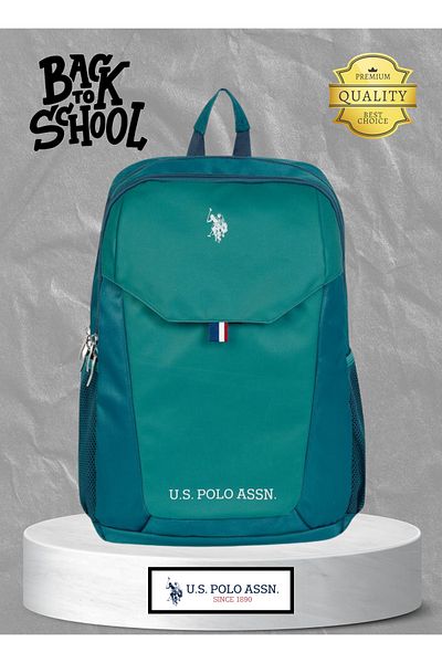 U.S. Polo Assn. حقيبة ظهر مدرسية زرقاء فاخرة من هاردي