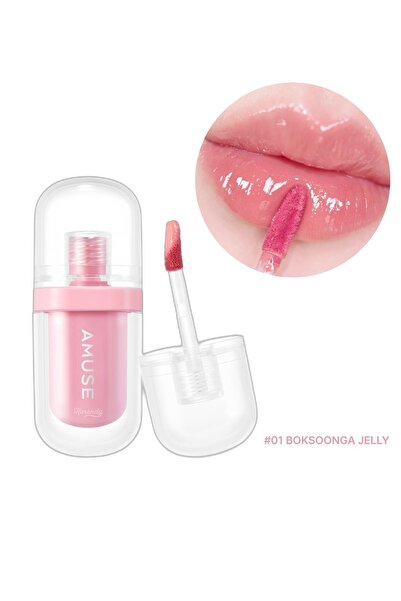 Amuse Jel Fit Tint - 8 Çeşit Hyaluronik Asitli Şeftalili Parlatıcı Jel Tint (KORENDY) #01 Boksoonga Jelly