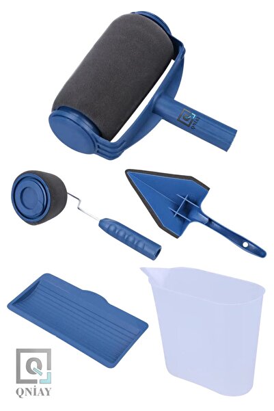 QNİAY Damlatmayan Hazneli Rulo Seti Boya Fırçası Kolay Duvar Tavan Pratik Boyama Fırça Seti