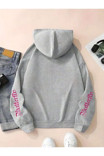 Risil-Nu Company New Season Butterfly Printed Hooded Jacket