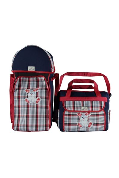 ŞAMATA PARTİ EVİ 2-Piece Baby Carrying Set Rabbit Themed Carrycot Mother Care Bag Red