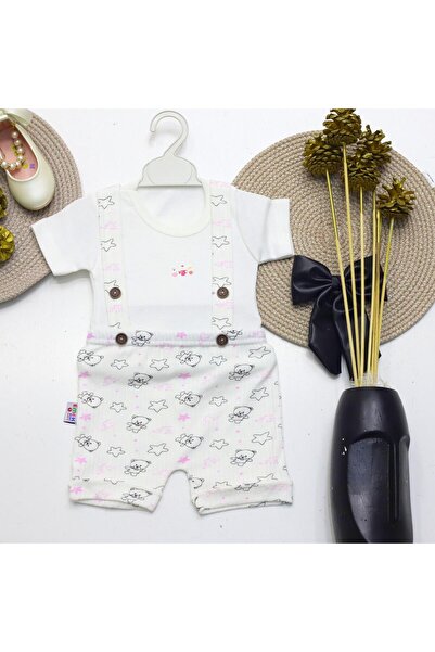 mini kanka Baby Girl Mini Hook - 100% Cotton, Button Detailed Jumpsuit with Badi