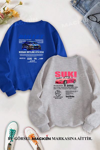 macklin Combinație de cuplu iubit - Fast & Furious Bullet & Suki BACK Set de hanorace cu decolteu cu imprimeu