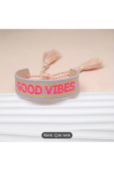 Accessories Moon Home Collection Beyaz Good Vibes Yazı Detaylı Örme Asansörlü...
