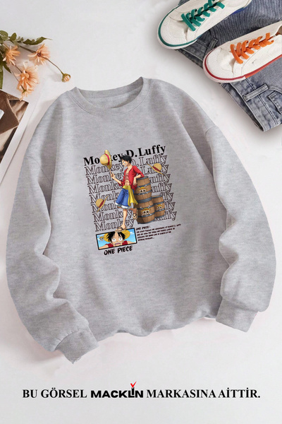 macklin Hanorac unisex cu imprimeu Anime Monkey D Luffy - Decolteu
