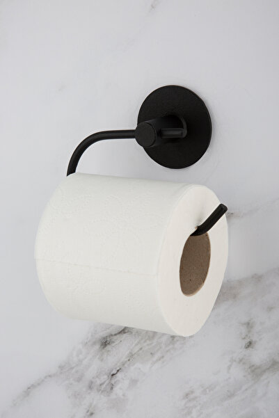 UG Home Suport pentru hârtie igienică adeziv rotund negru Suport pentru hârti...