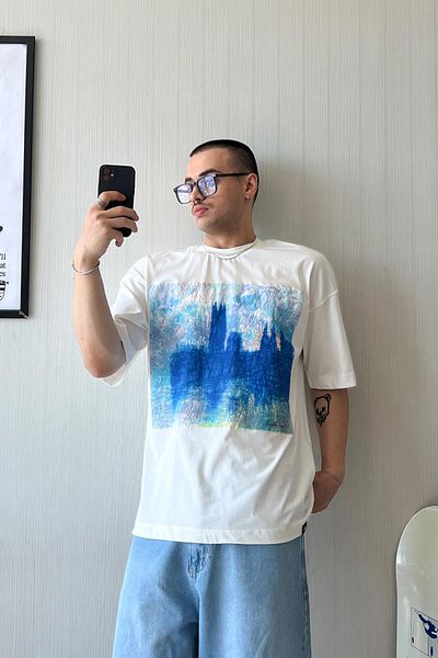 Flaw Wear White Oversize T-Shirt - Starry Night Vibe Printed