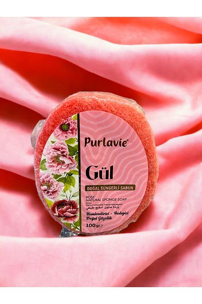 Kribi 100 Gr Natural Sponge Soap with Roses - 100% Natural and Perfumed Sponge Soap