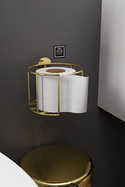 mba decor metal bending art Lüksay Model Gold Montaj Gerektirmeyen Tuvalet Kağıtlığı Ergonomik Tasarım Wc Kağıtlık Askısı