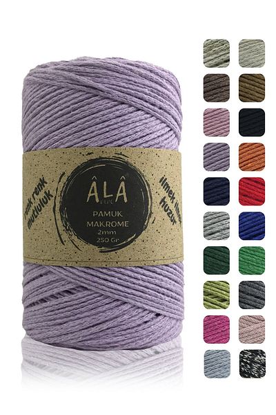 aladepo 250 Gram Cotton Macrame Thread - 2mm Chain Macrame Bag