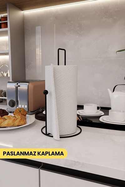 mba decor metal bending art Държач за кухненска хартия Harmony Black - Ергономичен дизайн, Държач за салфетки от неръждаема стомана, аксесоар за кухненска маса