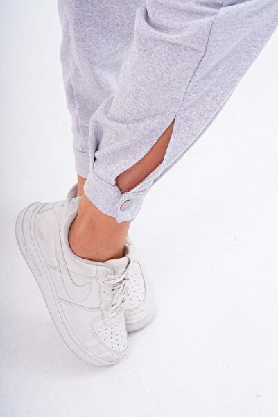 Moda Değirmeni Γκρι γυναικείο φούτερ - πόδι με κουμπιά, BG1191-320-0001