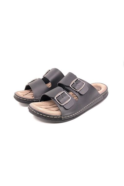 Apella Lord Double Buckle Black Men's Slippers