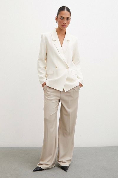 Never more Ecru Blazer Jacket - Διπλό Κουμπί