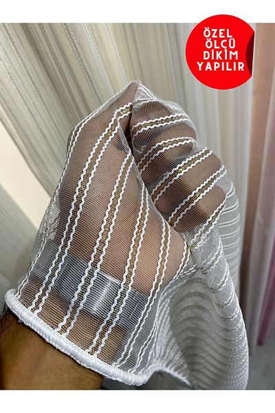 Emes Tul, Tulle cu dungi aurii pentru paste duble, pliată, 1/3, nu poate fi călcat, tul, perdea