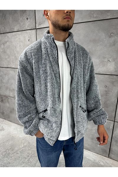 JAKARLI Unisex Oversize Plush Jacket - Zippered and Double Pocket