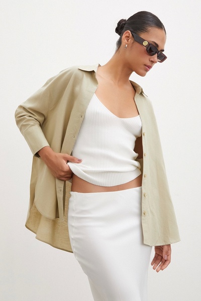 Never more Πράσινο πουκάμισο με σχισμή με μανίκια Fakir