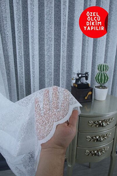 Emes Kum Desen Jakar Tül Perde 1/2 Seyrek Pile 300x260 cm