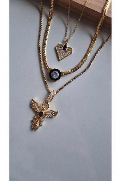 staınless steel Steel Ema Model Cascade Shaped Phoenix Combination Necklace
