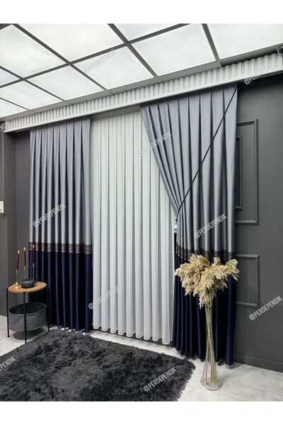 Emes Pano Fon,Elegans Seri Desen Pano Fon Perde,Kanun Pile,Blackout ,(Tek Kanat)