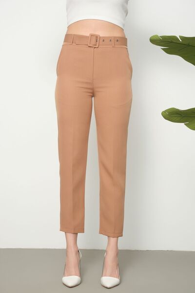 SIMO CLUB Kadın Klasik Kemerli Kumaş Pantolon