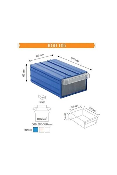 Sembol Mavi Şeffaf Plastik Çekmeceli Kutu Set 105 (10 ADET) 110x170x65mm