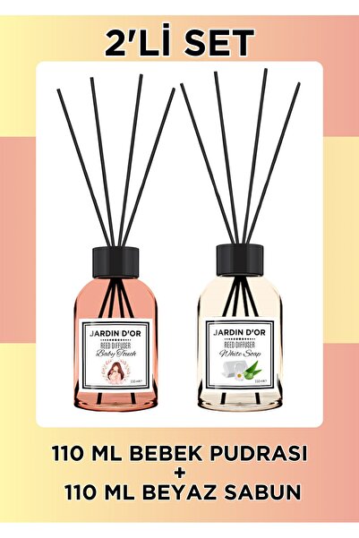 JARDIN D'OR 2'Lİ SET AVANTAJI BEBEK PUDRASI+BEYAZ SABUN 110 ML ÇUBUKLU ODA KOKUSU REED DIFFUSER