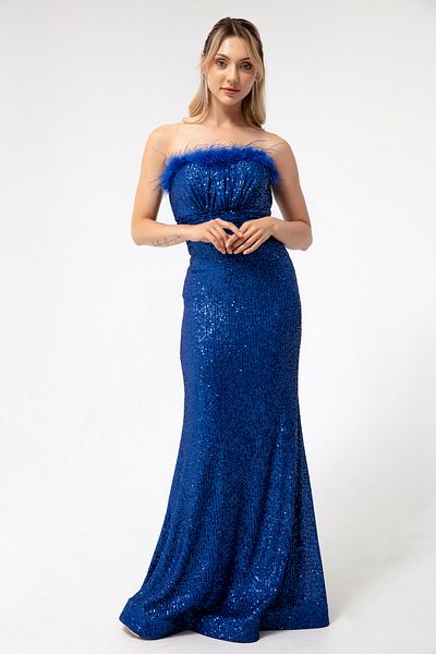 Lafaba Trägerloses Sax-Abendkleid mit Otrichet-Pailletten für Damen