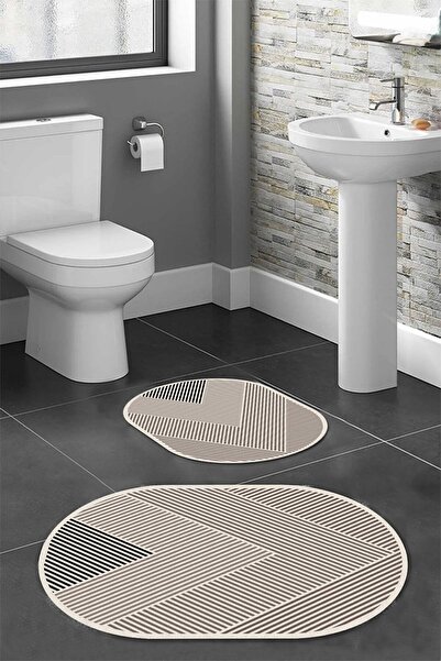 G&C HOME Canlı Renkli Çizgi Desenli 2'li Banyo Takımı Banyo Paspası (60X100/4...