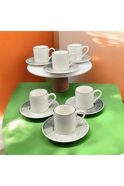 YzHome 90ml Porcelain Coffee Cup Set - 12 Piece Set for 6 People