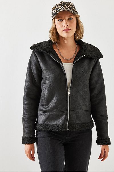 Bianco Lucci Suede Women's Plush Coat - 2417 60251779