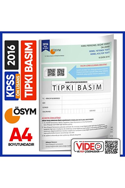 Karakutu Yayınları 2016 Kpss Ön Lisans Ösym Çıkmış Soru Tıpkı Basım Deneme Ki...