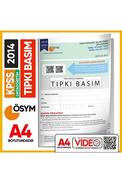 Karakutu Yayınları 2014 Kpss Ortaöğretim/lise Ösym Tıpkı Basım Çıkmış Soru Ki...