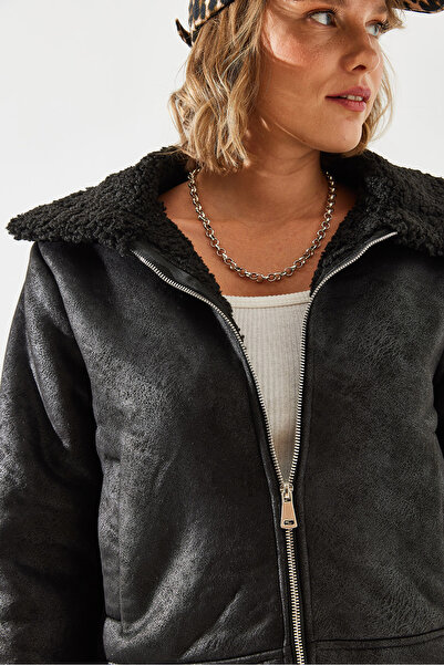 Bianco Lucci Semišový dámský plyšový kabát - 2417 60251779