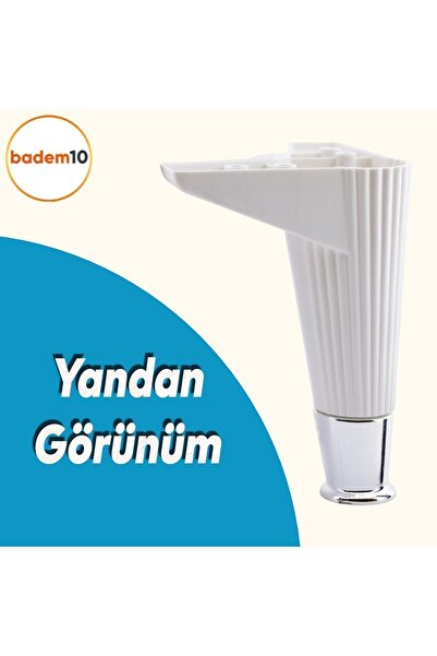 Badem10 Elista Mobilya Koltuk Ayağı Sehpa Tv Ünitesi Ayakları Yükseltici 15 Cm Beyaz Krom