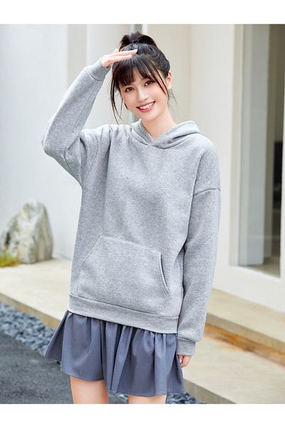 khufu Unisex φούτερ με κουκούλα γκρι απλό - Φούτερ χωρίς στάμπα
