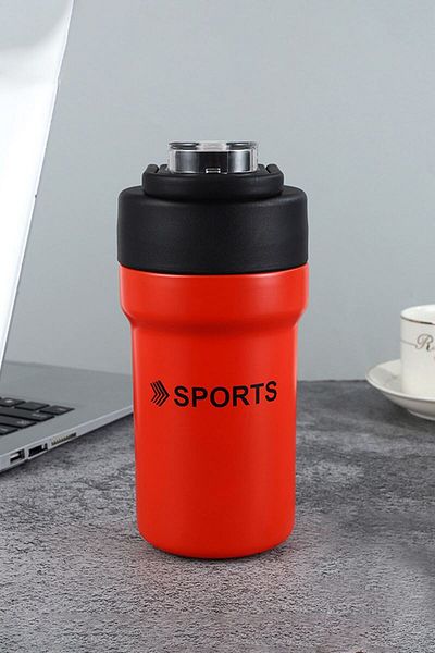 Weather Forecast ترمس قهوة من الفولاذ الأحمر سعة 500 مل مع مصاصة - شرب مزدوج، قارورة Cin482kr