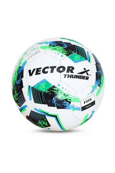Vector X Thunder FIFA Basic Football (White-Green), Size-5
